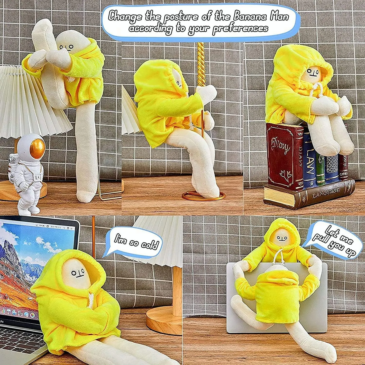 Plush Banana Man Toy,25.6inch Weird Banana Man Doll with Magnet,Funny Poseable Decompression Toy Stuffed Animals Doll Gifts for Boys Girls Birthday Party Christmas(Green)