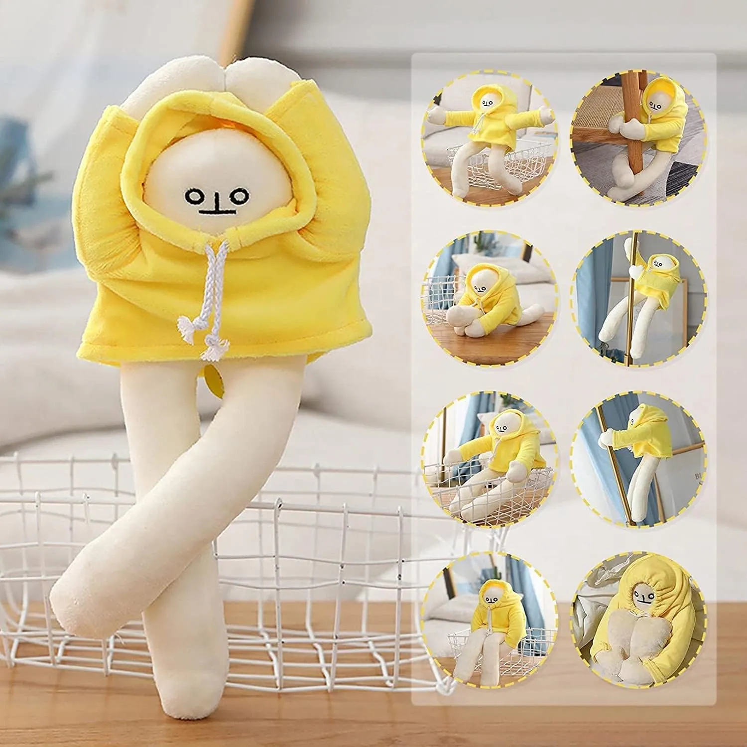 Plush Banana Man Toy,25.6inch Weird Banana Man Doll with Magnet,Funny Poseable Decompression Toy Stuffed Animals Doll Gifts for Boys Girls Birthday Party Christmas(Yellow)