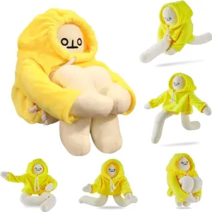 Plush Banana Man Toy,25.6inch Weird Banana Man Doll with Magnet,Funny Poseable Decompression Toy Stuffed Animals Doll Gifts for Boys Girls Birthday Party Christmas(Yellow)