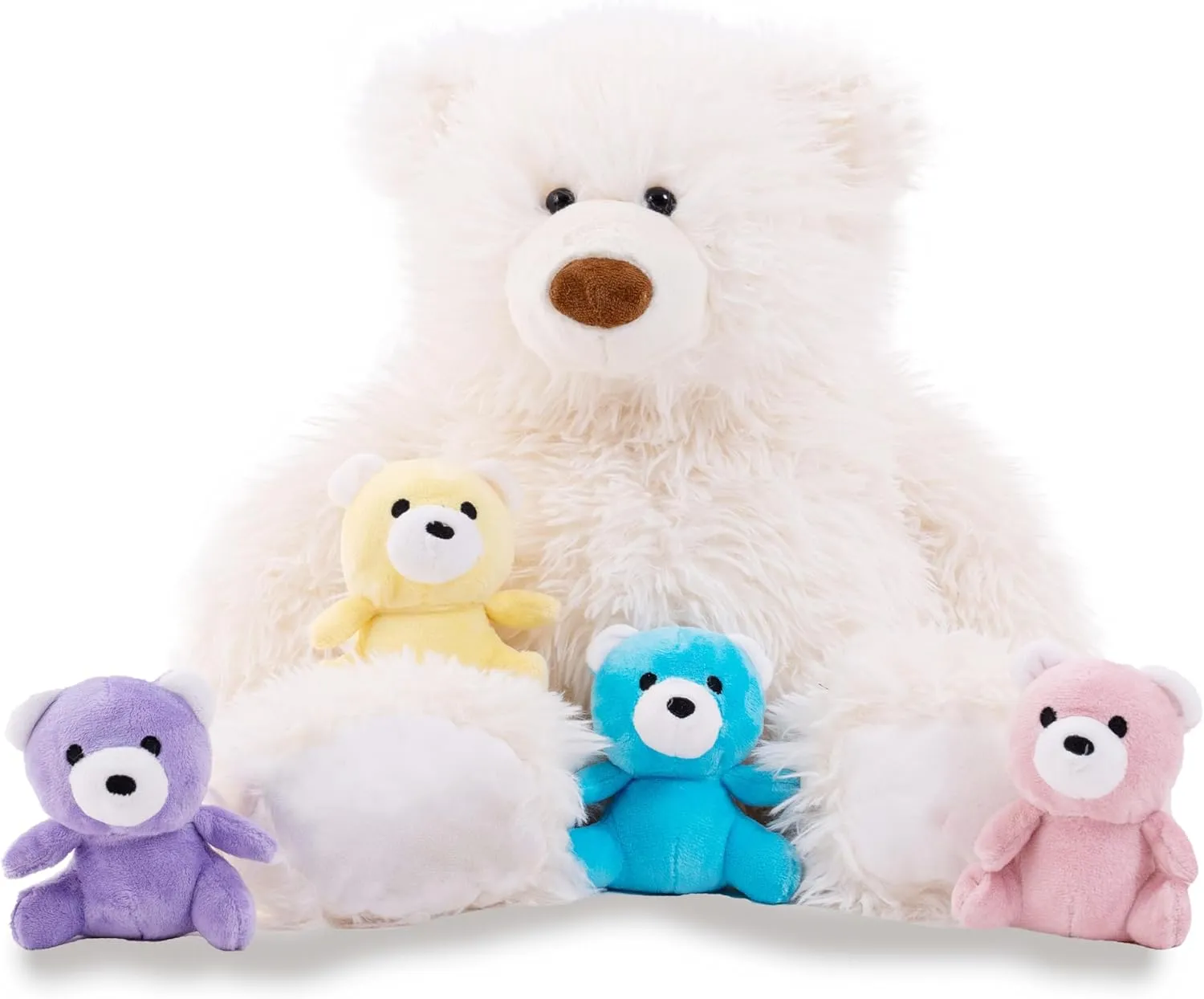 Polar Bear Plush with Babies Set, Mommy Polar Bear Stuffed Animal, 16in Gift for Kids