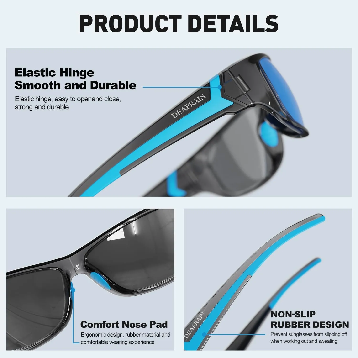 Polarized Sports Sunglasses for Men Women Driving Fishing Cycling Running UV Protection