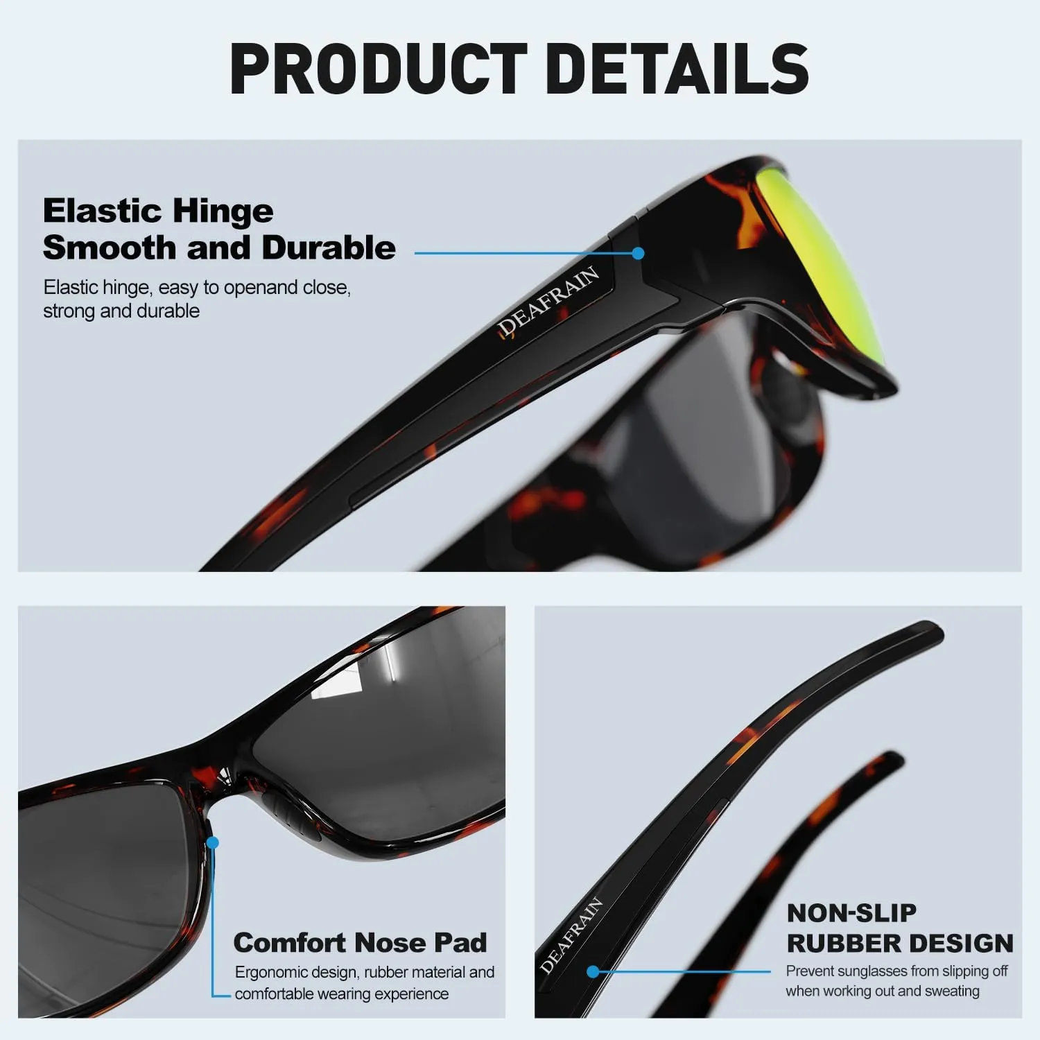 Polarized Sports Sunglasses for Men Women Driving Fishing Cycling Running UV Protection