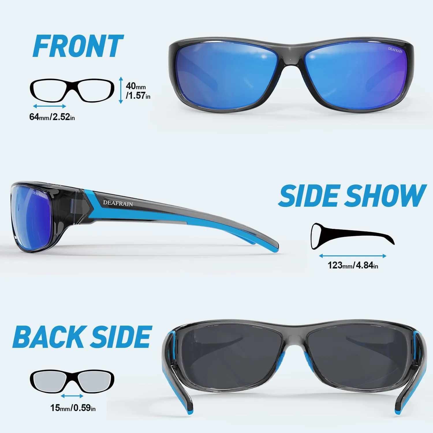 Polarized Sports Sunglasses for Men Women Driving Fishing Cycling Running UV Protection