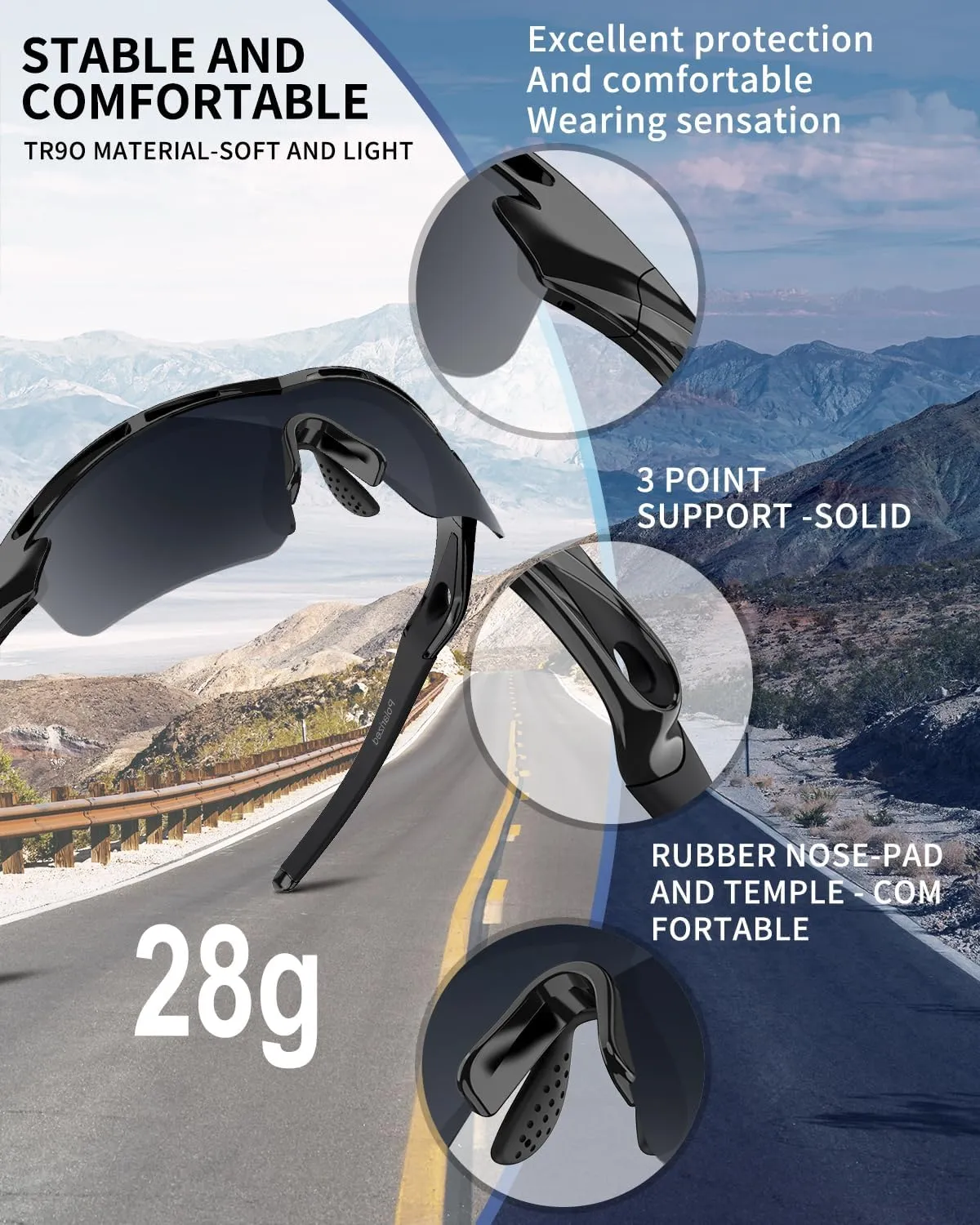 Polarized Sports Sunglasses for Men Women Youth Baseball Cycling Running Driving Fishing Tennis Golf Motor TAC UV400 TR90