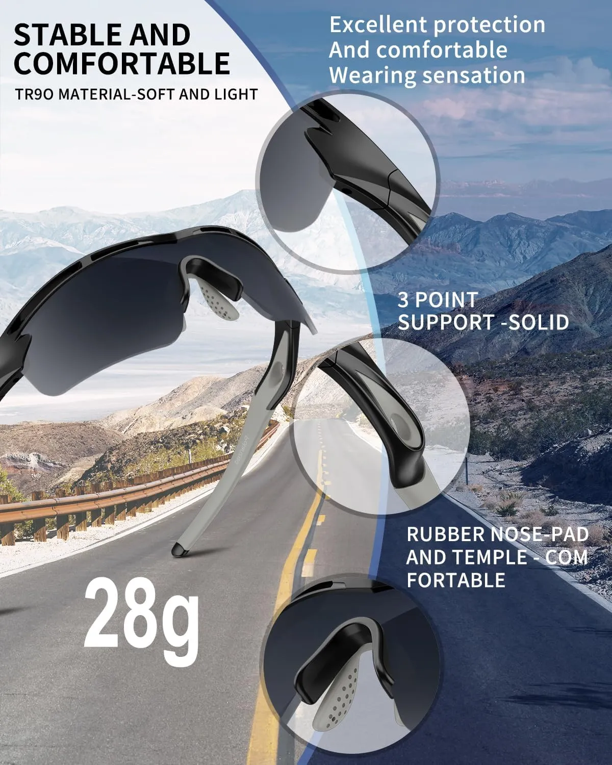 Polarized Sports Sunglasses for Men Women Youth Baseball Cycling Running Driving Fishing Tennis Golf Motor TAC UV400 TR90