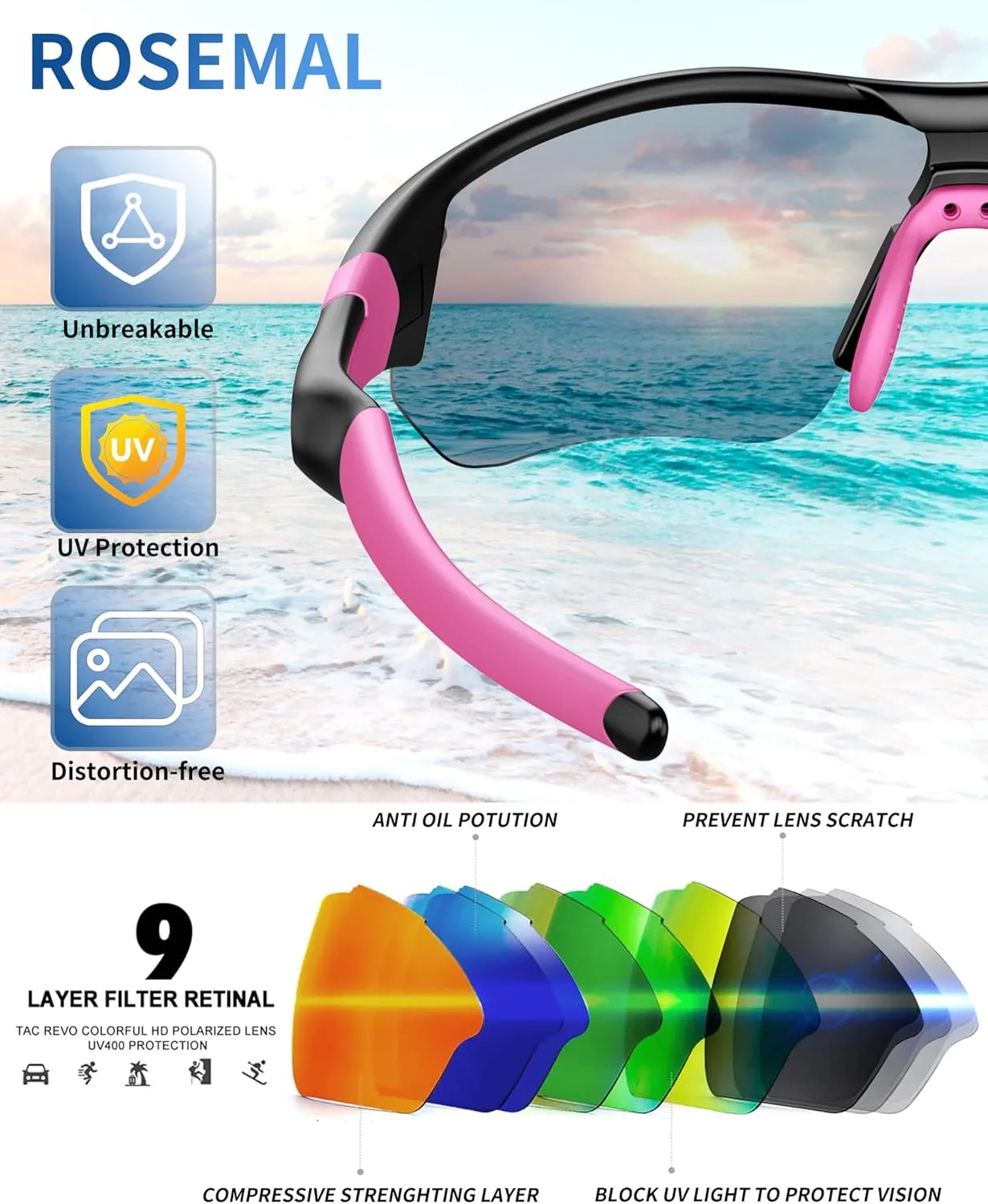 Polarized Sports Sunglasses for Men Women Youth Baseball Running Fishing Tennis Golf Cycling Driving Motor TAC UV400 TR90