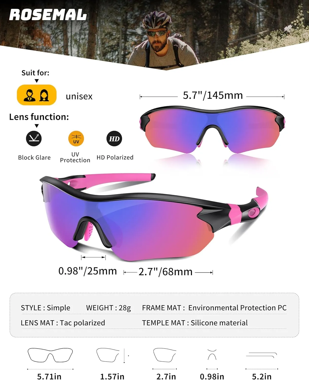 Polarized Sports Sunglasses for Men Women Youth Baseball Running Fishing Tennis Golf Cycling Driving Motor TAC UV400 TR90