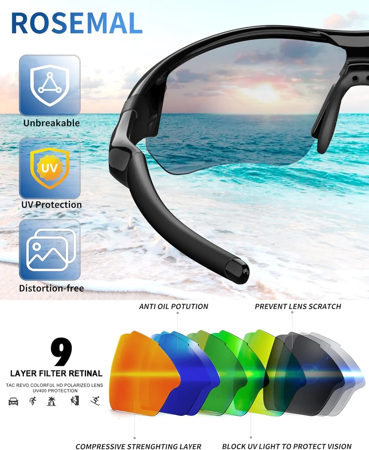 Polarized Sports Sunglasses for Men Women Youth Baseball Running Fishing Tennis Golf Cycling Driving Motor TAC UV400 TR90