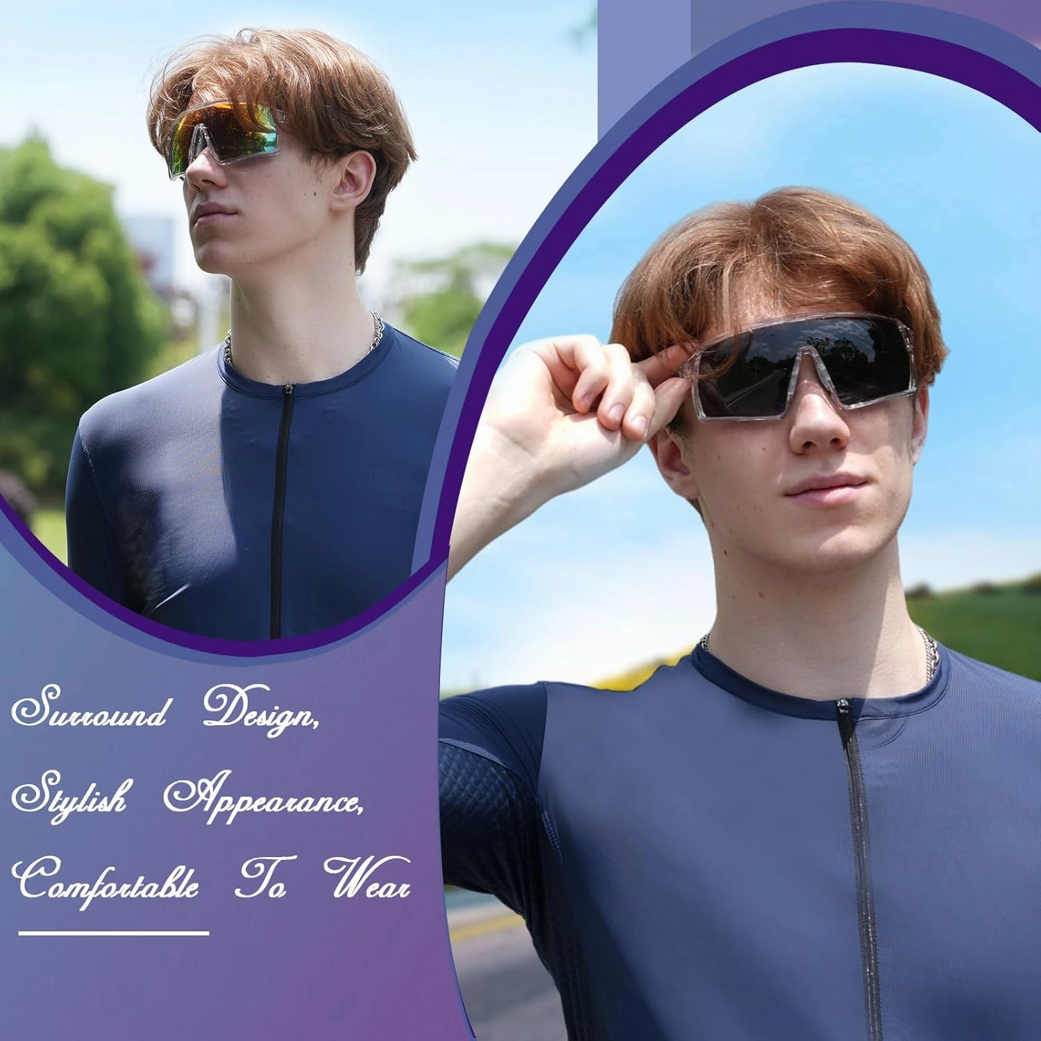 Polarized Sports Sunglasses for Men Women, Cycling Glasses UV Protection Mountain Biking Glasses for Fishing Running