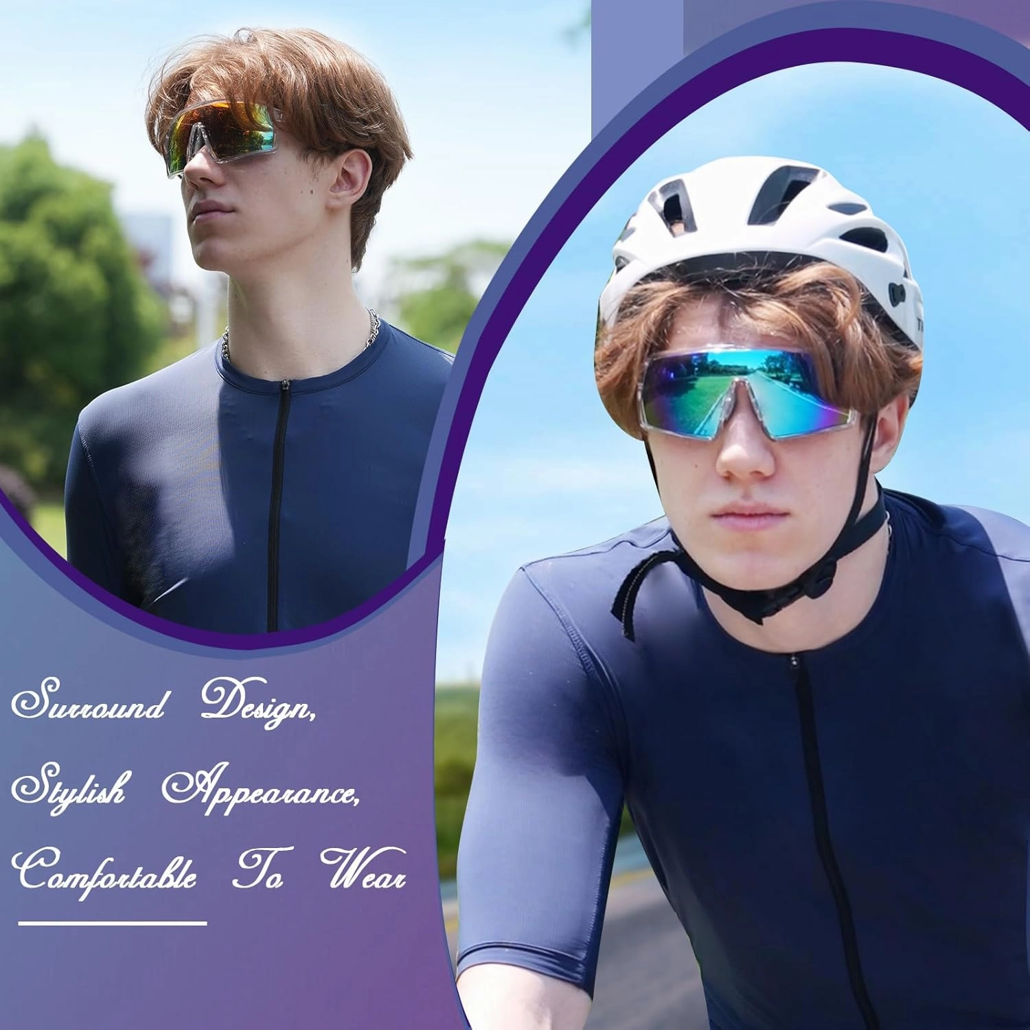Polarized Sports Sunglasses for Men Women, Cycling Glasses UV Protection Mountain Biking Glasses for Fishing Running