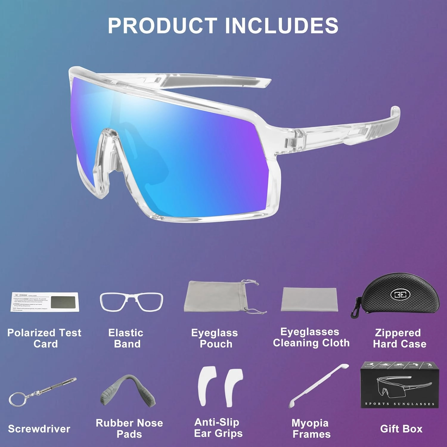 Polarized Sports Sunglasses for Men Women, Cycling Glasses UV Protection Mountain Biking Glasses for Fishing Running