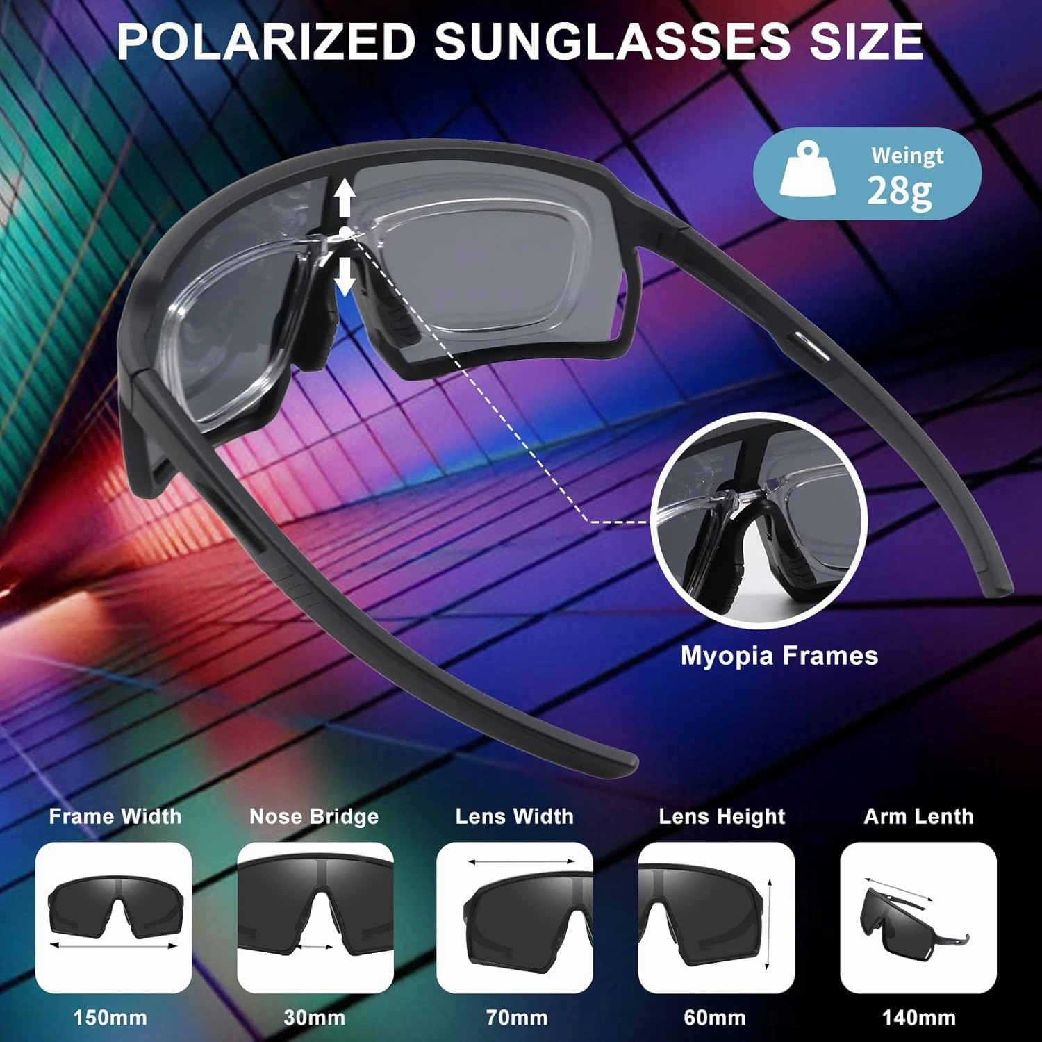 Polarized Sports Sunglasses for Men Women, Cycling Glasses UV Protection Mountain Biking Glasses for Fishing Running