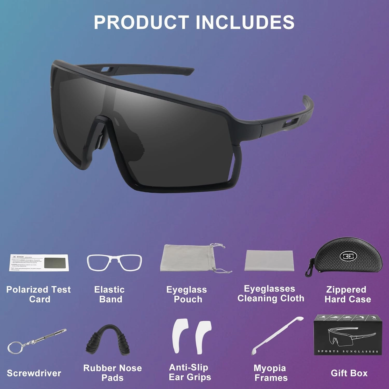 Polarized Sports Sunglasses for Men Women, Cycling Glasses UV Protection Mountain Biking Glasses for Fishing Running
