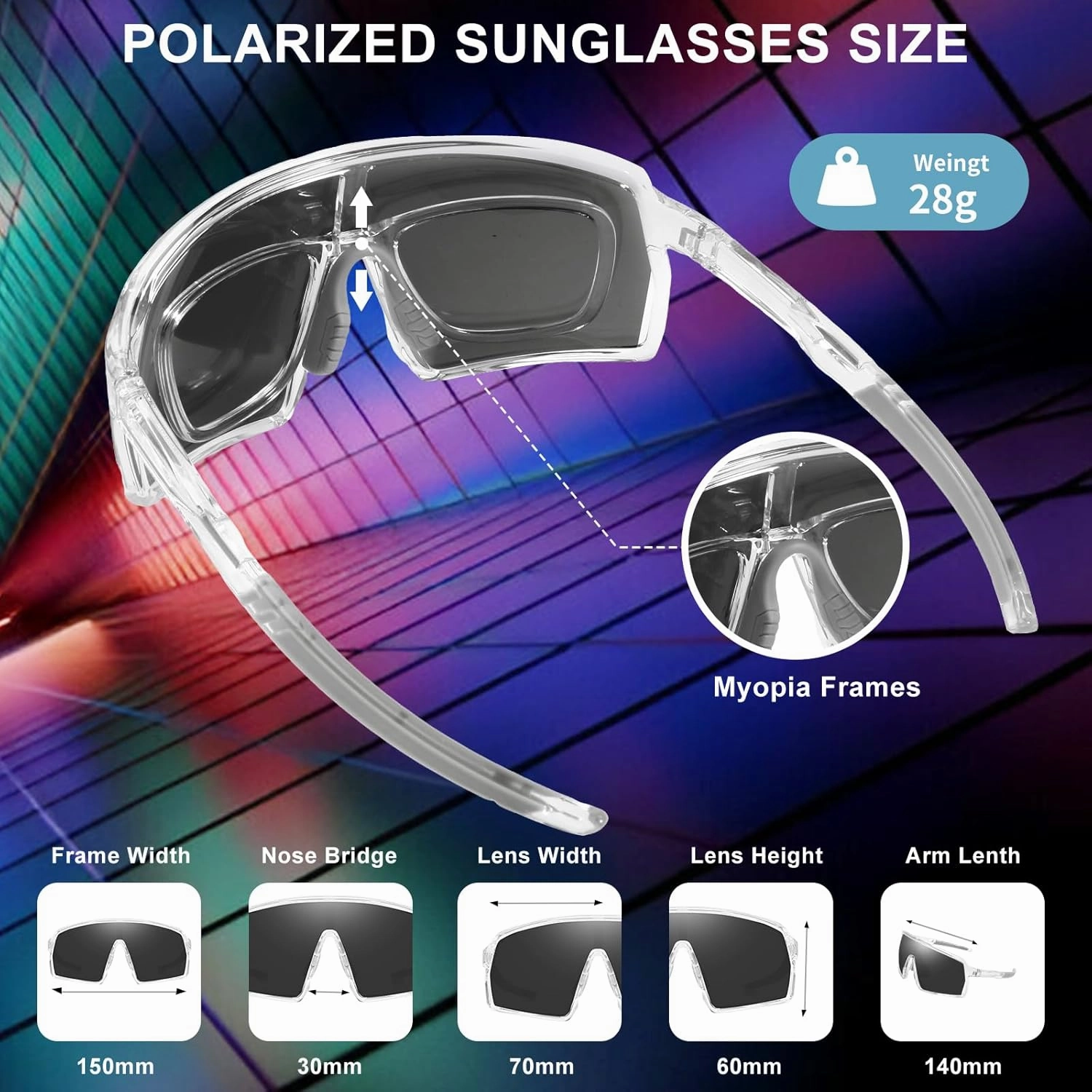 Polarized Sports Sunglasses for Men Women, Cycling Glasses UV Protection Mountain Biking Glasses for Fishing Running