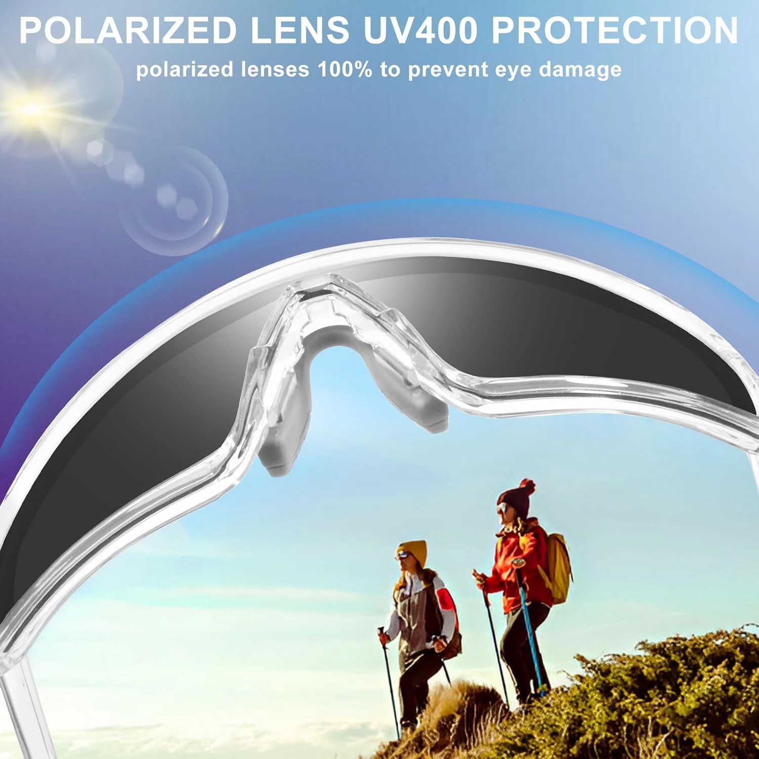 Polarized Sports Sunglasses for Men Women, Cycling Glasses UV Protection Mountain Biking Glasses for Fishing Running