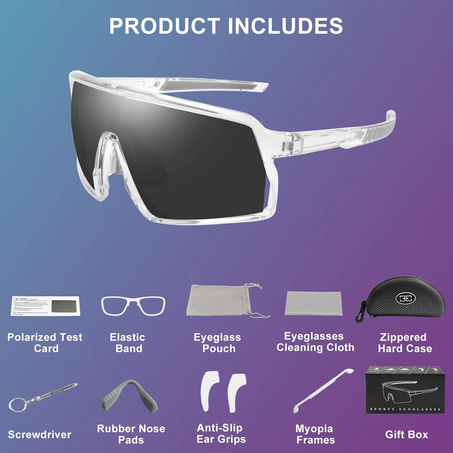 Polarized Sports Sunglasses for Men Women, Cycling Glasses UV Protection Mountain Biking Glasses for Fishing Running