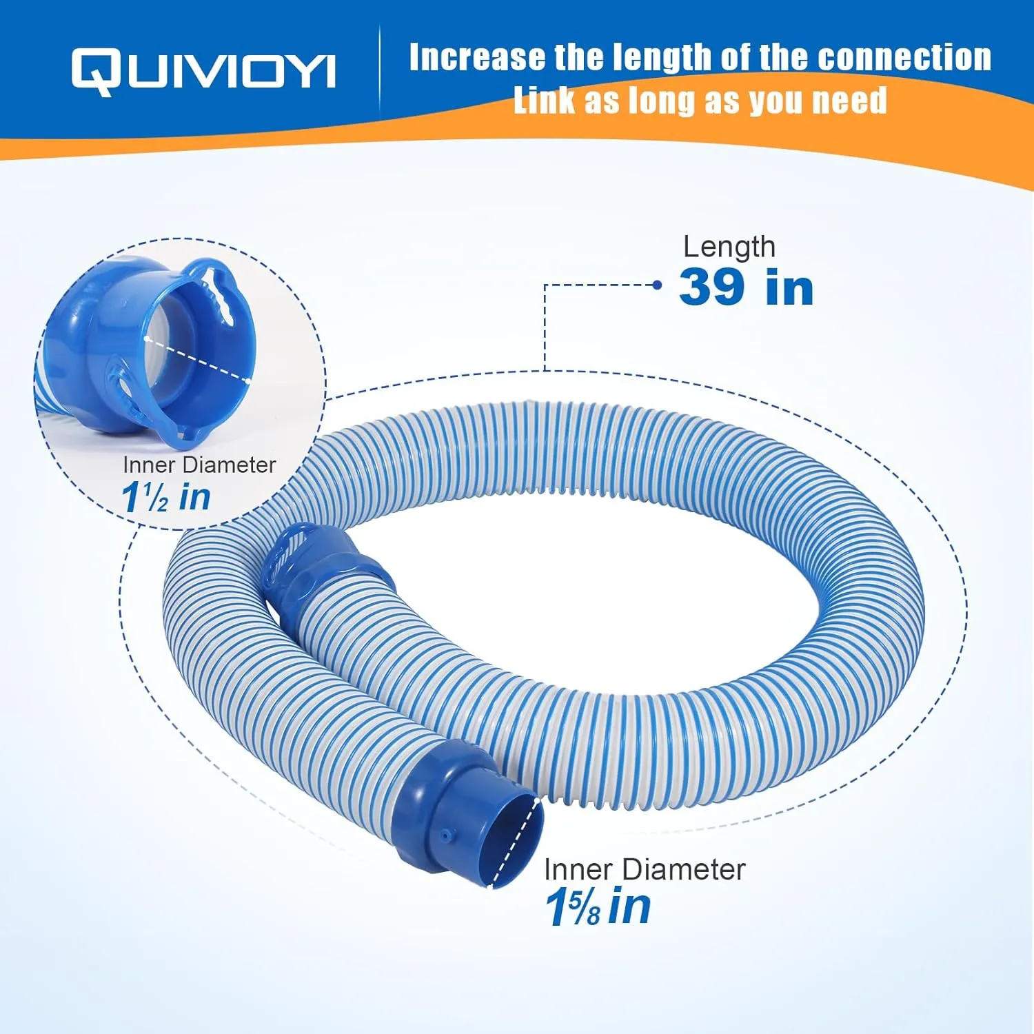 Pool Cleaner Hose for Zodiac MX6 MX8, 39 Inch, Twist Lock, Set of 6, Warranty 1 Year (6)