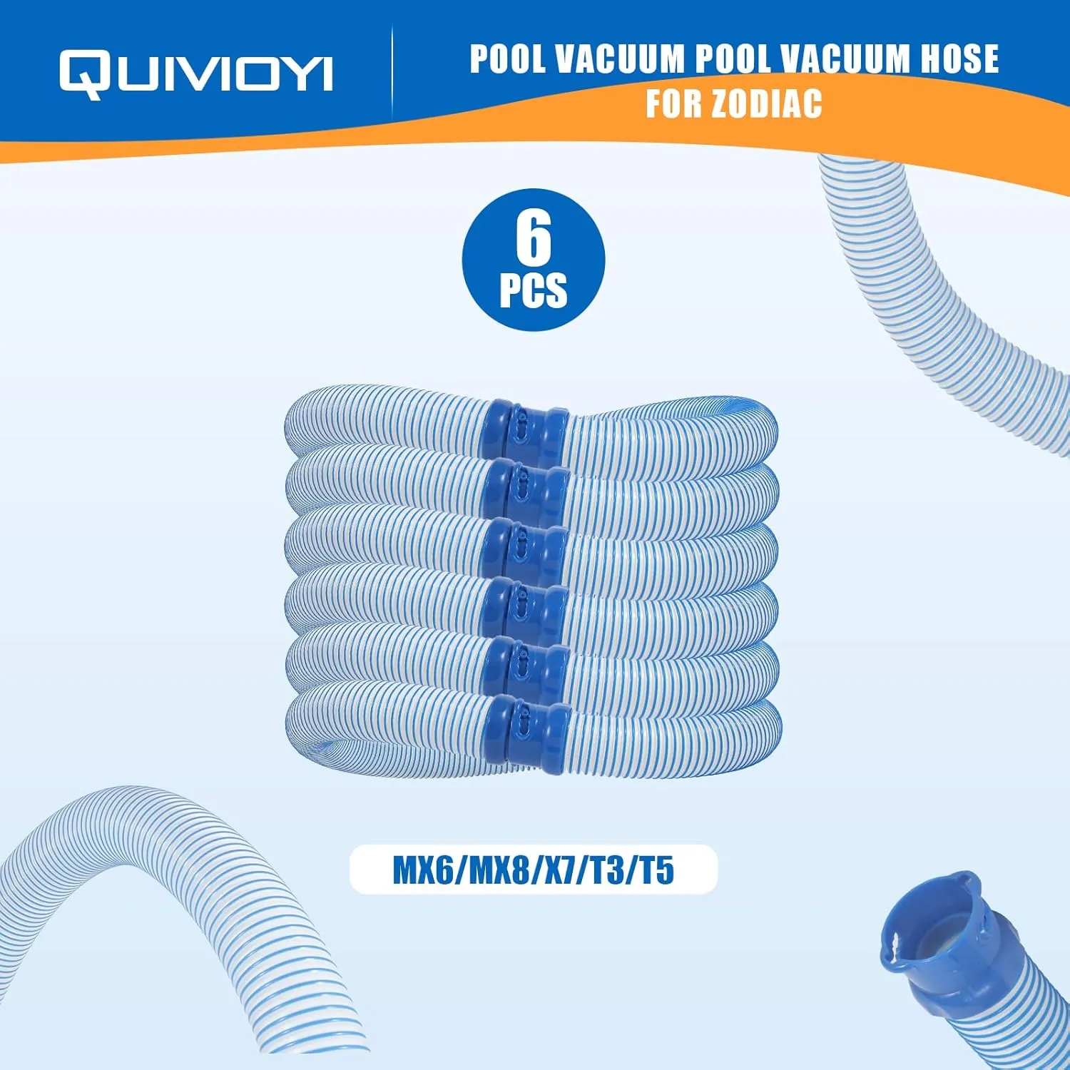 Pool Cleaner Hose for Zodiac MX6 MX8, 39 Inch, Twist Lock, Set of 6, Warranty 1 Year (6)