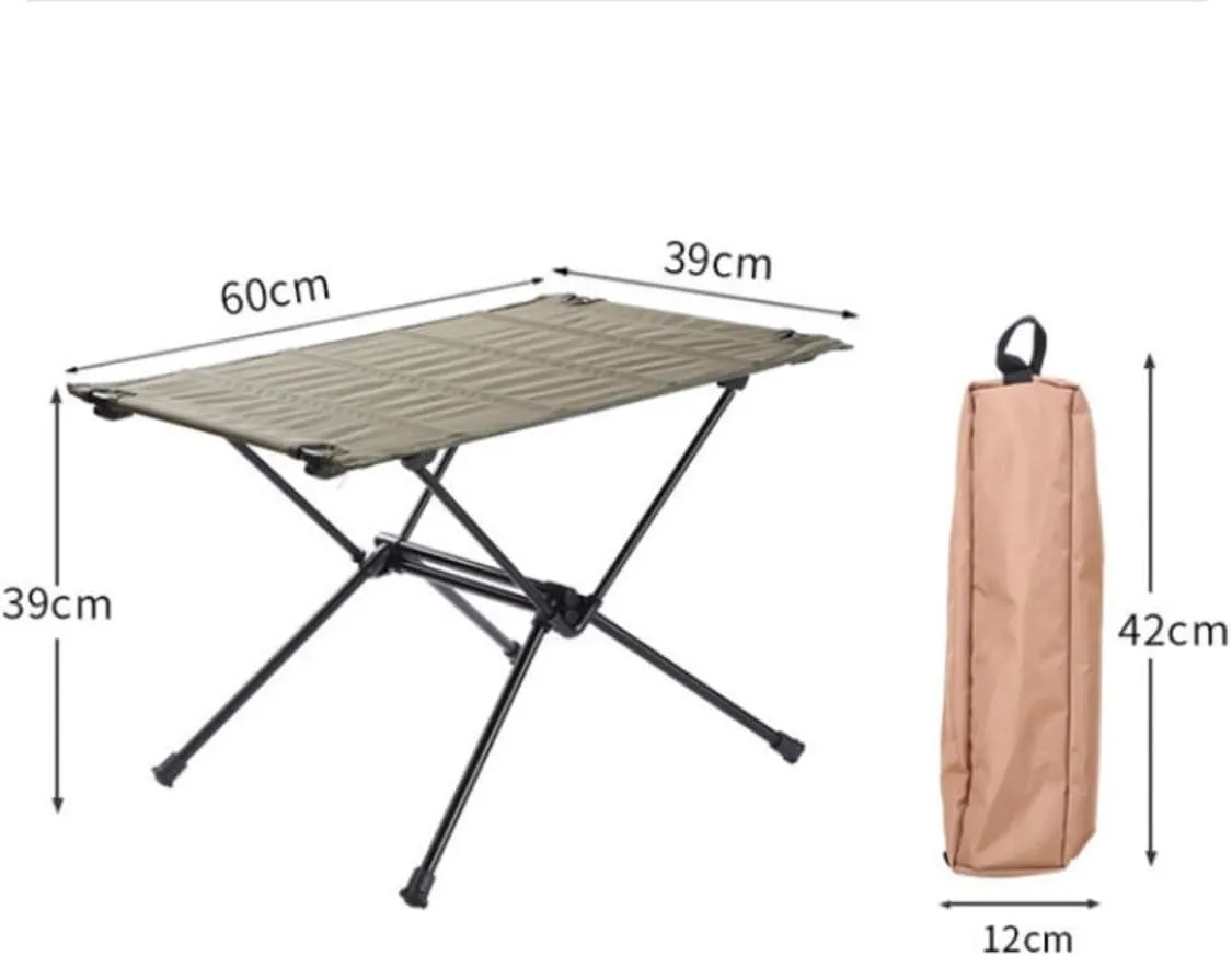 Portable Beach Table Camping Folding Table Lightweight Folding Fabric Table Aluminum Parallel Bars Camping Picnic Table Folding Camping Table (Color : A, Size : 60 * 39 * 39cm)