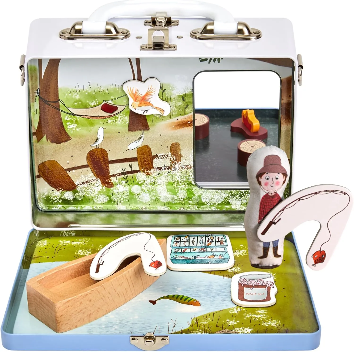 Portable Miniature Dollhouse - Creative Play for Home or Travel Toy - As Seen on Shark Tank - Doll Floors Wooden Furniture Accessories - Screen Free Activities for Kids - Wild CASE