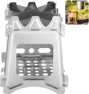 Portable Wood Stove for Hiking, Camping, and Mountaineering, Compact & Foldable Stainless Steel Stove with Carry Bag