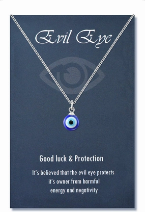 PPJew Evil Eye Necklace Chain Blue Eyes Amulet Pendant Necklace Ojo Turco Kabbalah Protection Adjustable Delicate Jewelry Gift for Women（Silver/Gold）