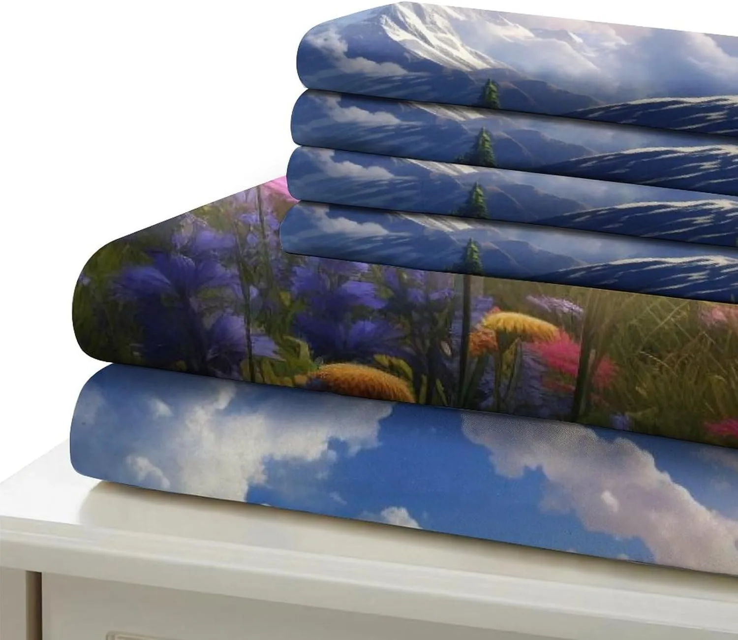 Prairie Scenery Washable Comforter Cover Hidden Zipper Duvet Cover Set with Pillowcases Art-Style Bedding Set Soft Microfiber Quilt Cover Set Various Sizes for Kids Adults Queens（228x228cm）
