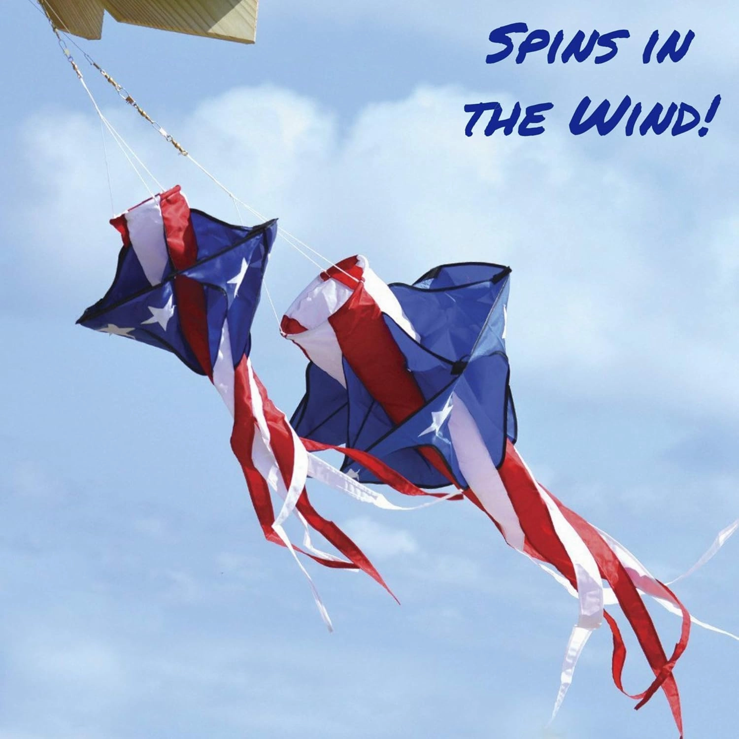 Premier Kites Patriotic Star Twister Wind Spinner | American Flag Windsock Spinner for Patriotic Outdoor Decorations | Hanging Wind Spinners for Your Home and A Great Camper Windsock, 42 Inches