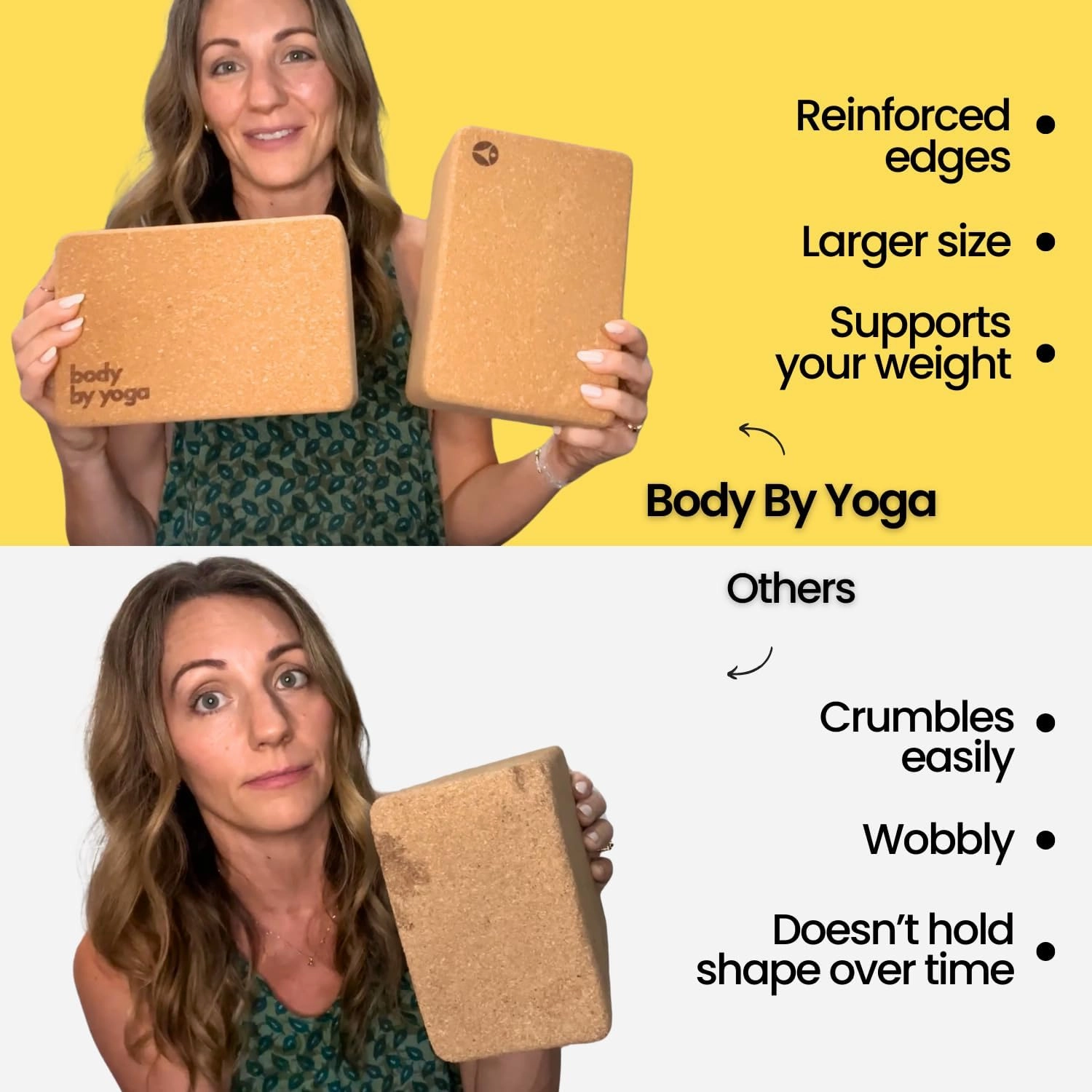 Premium Cork Yoga Blocks 2 Pack - Extra Large Yoga Block Set Crafted From Performance Grade Natural Portuguese Cork | High Density, Non-Slip Support for Safer Balancing | Optional Yoga Strap and Gift Box