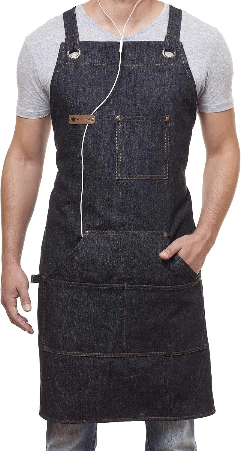 Professional Cooking Apron Chef Designed for Kitchen BBQ Grill / 10 OZ Women and Men Bib Adjustable/Towel Loop