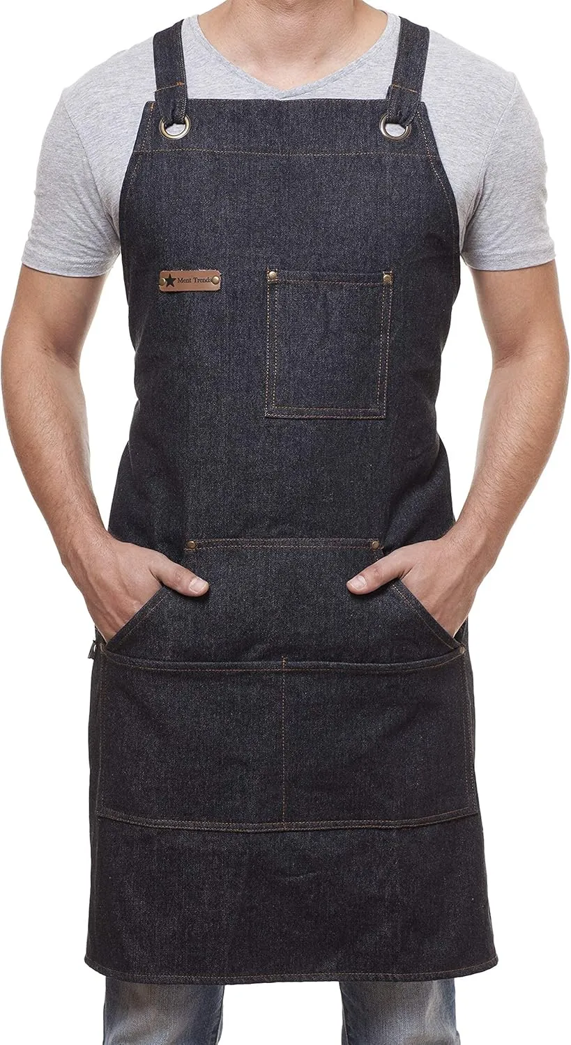 Professional Cooking Apron Chef Designed for Kitchen BBQ Grill / 10 OZ Women and Men Bib Adjustable/Towel Loop
