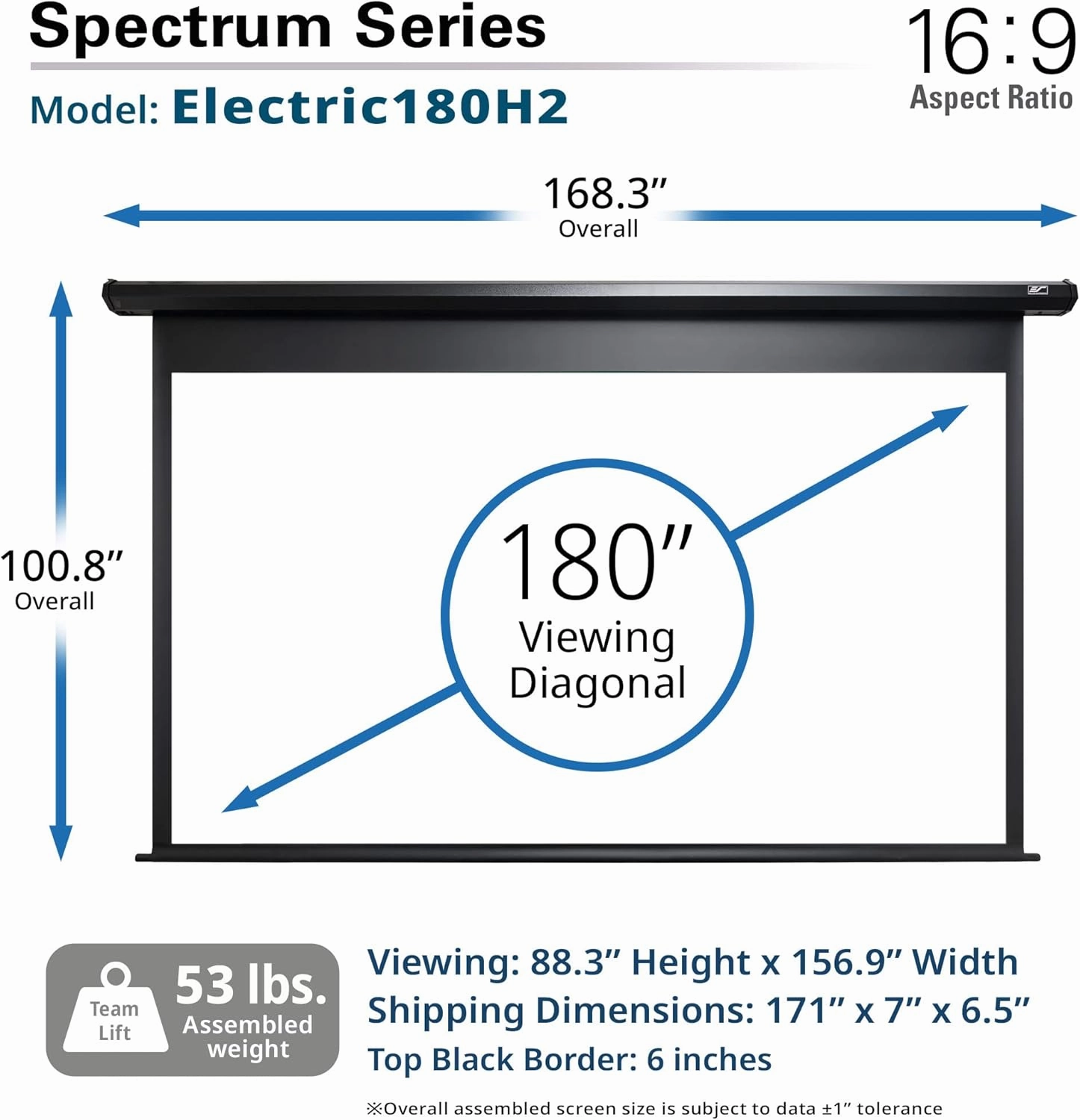 Projector Screen Elite Screens Spectrum RC1 Remote, 180-INCH Diag 16:9, Motorized Projection Screen Movie Home Theater 4K/8K Ultra HD Ready, ELECTRIC180H2