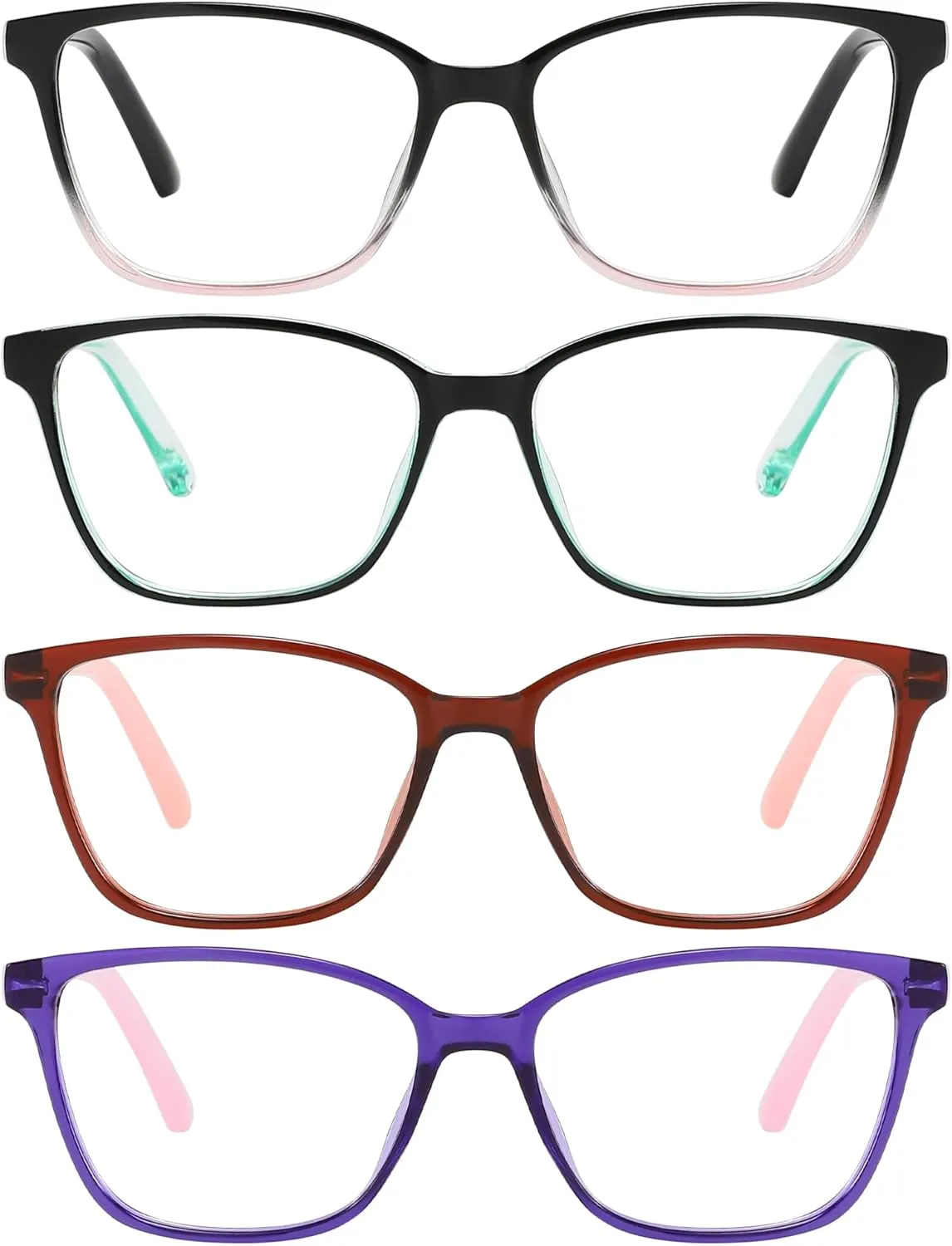 Przene 4 Pack Blue Light Blocking Reading Glasses,Readers for Women and Men with Spring Hinge