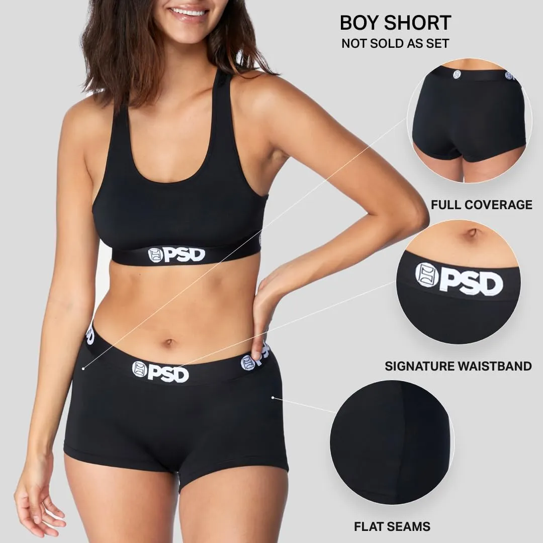 PSD Women's Playboy Boy Shorts - Full Coverage Women's Underwear - Comfortable Stretch Panties for Women