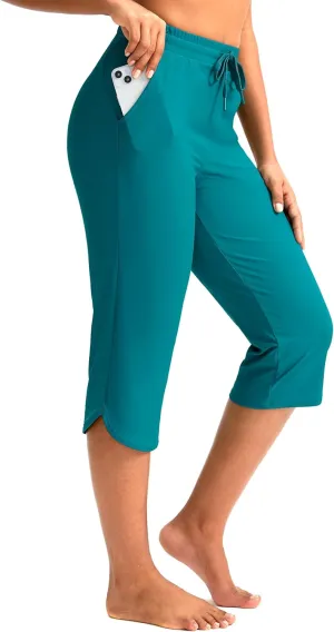 Pudolla Women's Swim Capris 18" Quick Dry UPF50  Swimsuit Pants Long Board Shorts for Women with Pockets