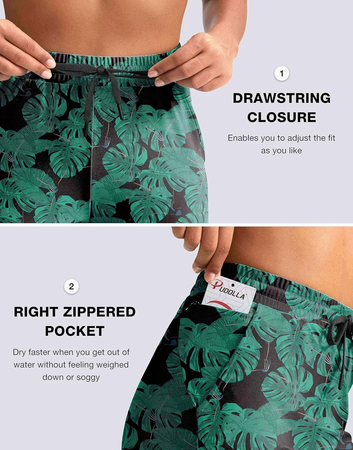 Pudolla Women's Swim Capris 18" Quick Dry UPF50  Swimsuit Pants Long Board Shorts for Women with Pockets