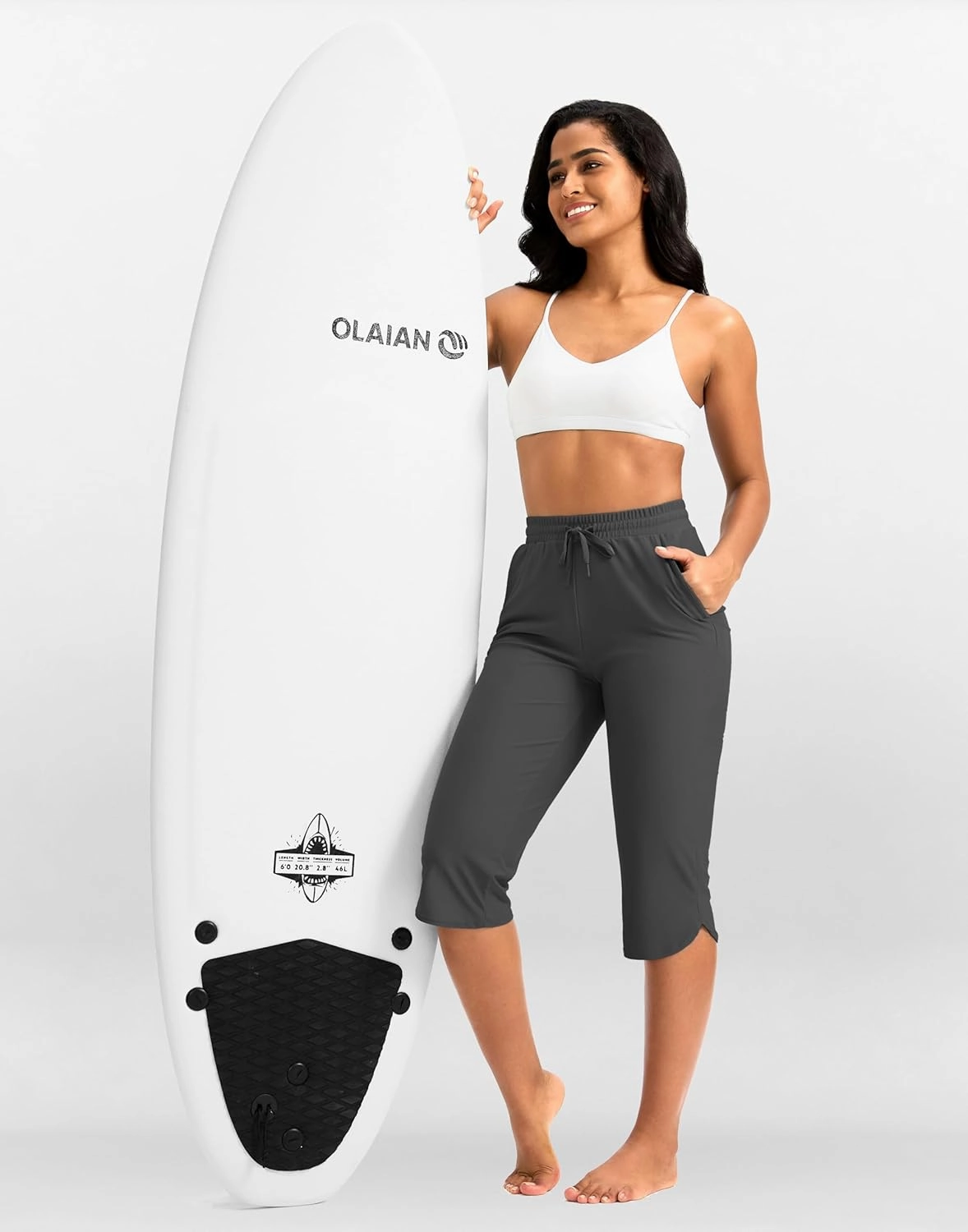 Pudolla Women's Swim Capris 18" Quick Dry UPF50  Swimsuit Pants Long Board Shorts for Women with Pockets