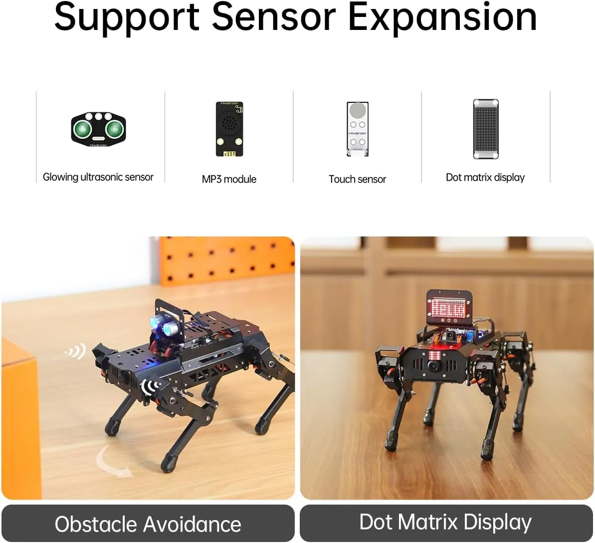 PuppyPi Robot Dog for Raspberry Pi, ROS2 & ROS1 Open Source TOF Lidar AI Vision Quadruped Bionic Smart Robot Kit OpenCV Linux Python Programmable Face Color Recognition Navigation, with RPi 5 8GB