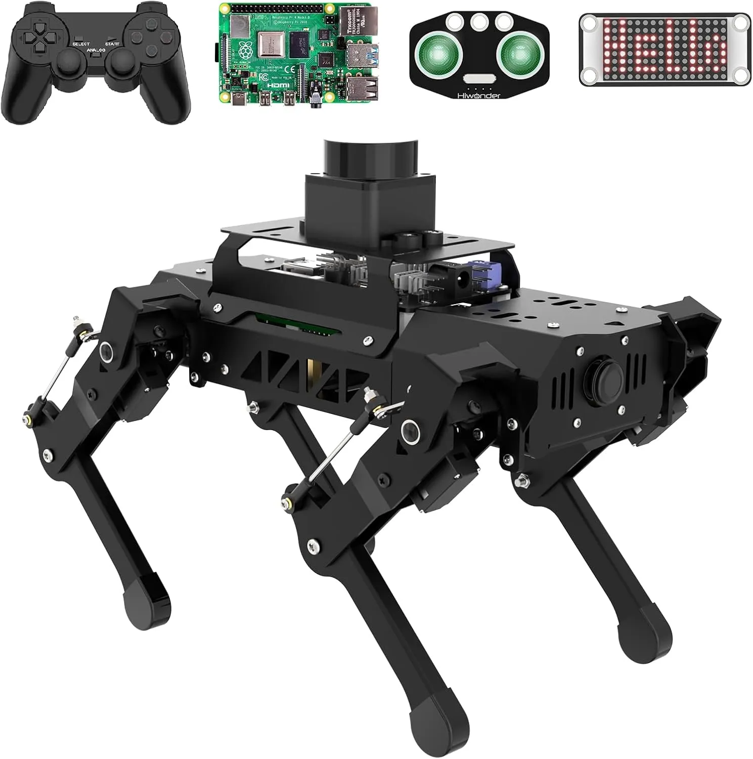 PuppyPi Robot Dog for Raspberry Pi, ROS2 & ROS1 Open Source TOF Lidar AI Vision Quadruped Bionic Smart Robot Kit OpenCV Linux Python Programmable Face Color Recognition Navigation, with RPi 5 8GB