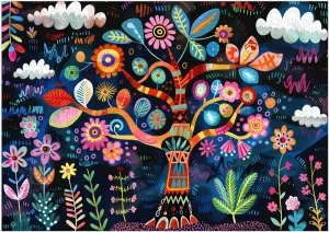Puzzles for Adults 1000 Pieces - Floral Fantasy of Tree Puzzle Challenging Educational Toys Gifts for Home Decor Family Activities