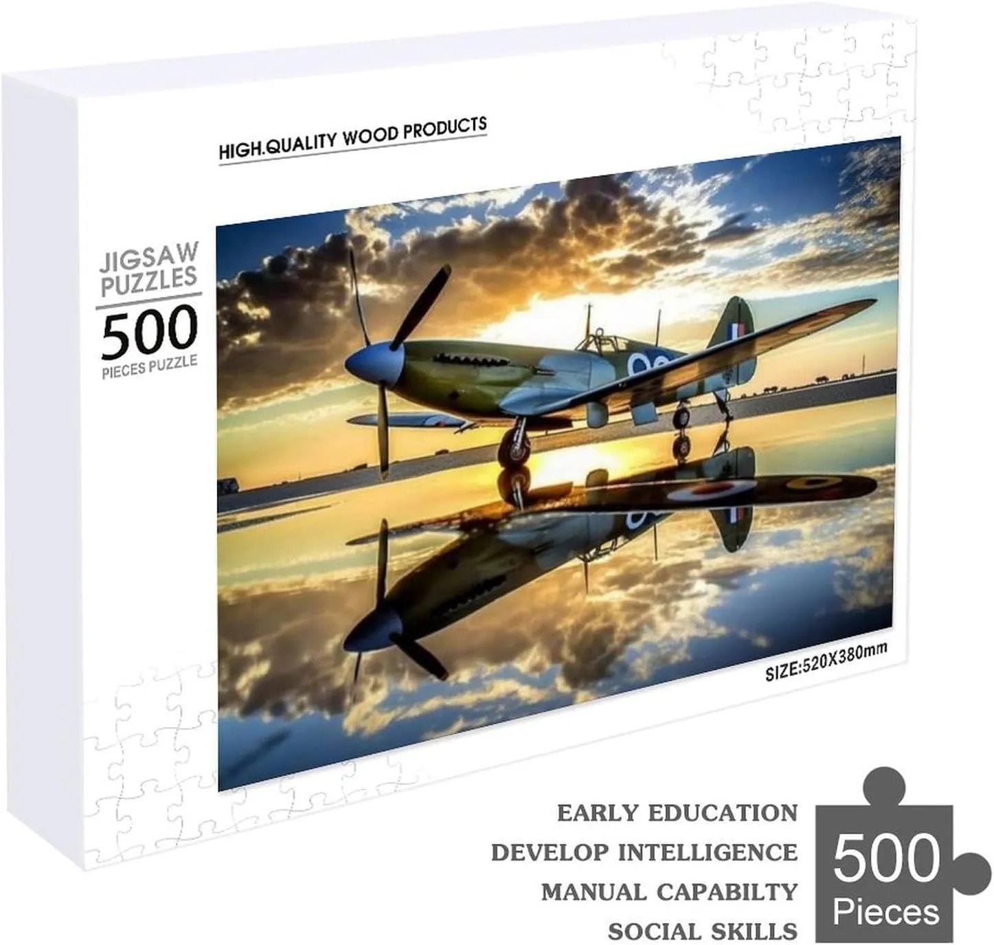 Puzzles for Adults 500 Pieces - Airplane Sunset Best Challenging Puzzles for Cognitive Workout - Safe Eco-Friendly - Most Popular Leisure Activities