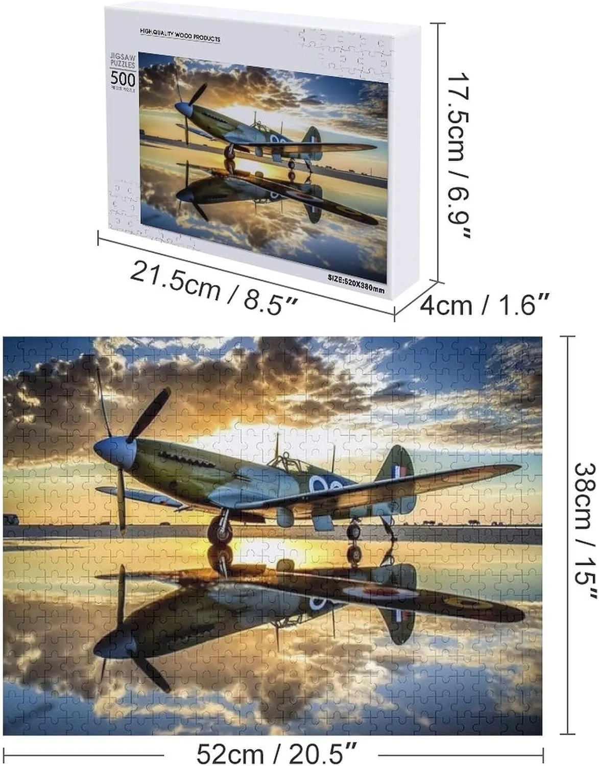 Puzzles for Adults 500 Pieces - Airplane Sunset Best Challenging Puzzles for Cognitive Workout - Safe Eco-Friendly - Most Popular Leisure Activities