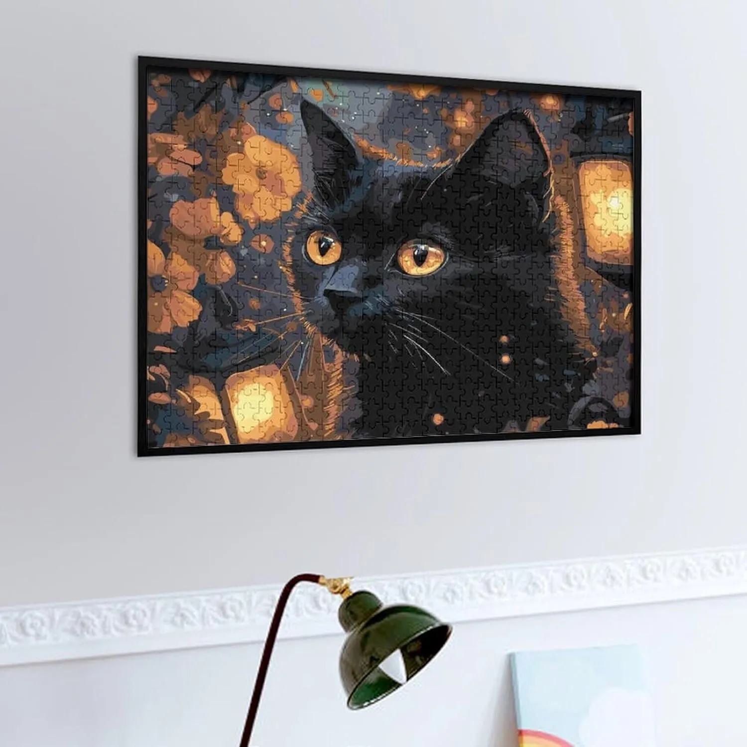 Puzzles for Adults 500 Pieces - Black Cat Flower and Lantern Funny Family Interactive for Puzzles Club Decor Or Gifts for Friends