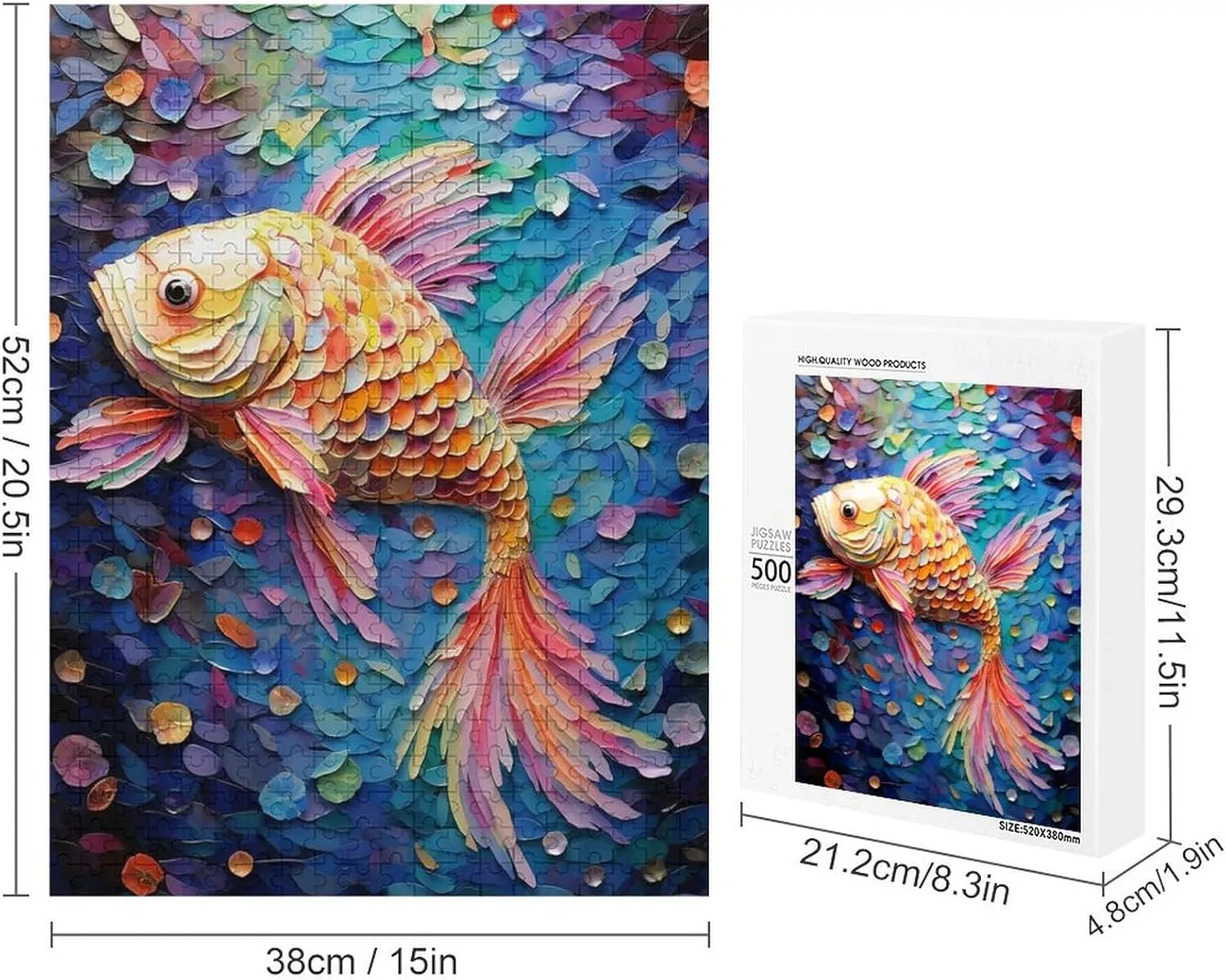 Puzzles for Adults 500 Pieces - Fish Animal Puzzle Challenging Educational Toys Puzzles Reduced Pressure Gift