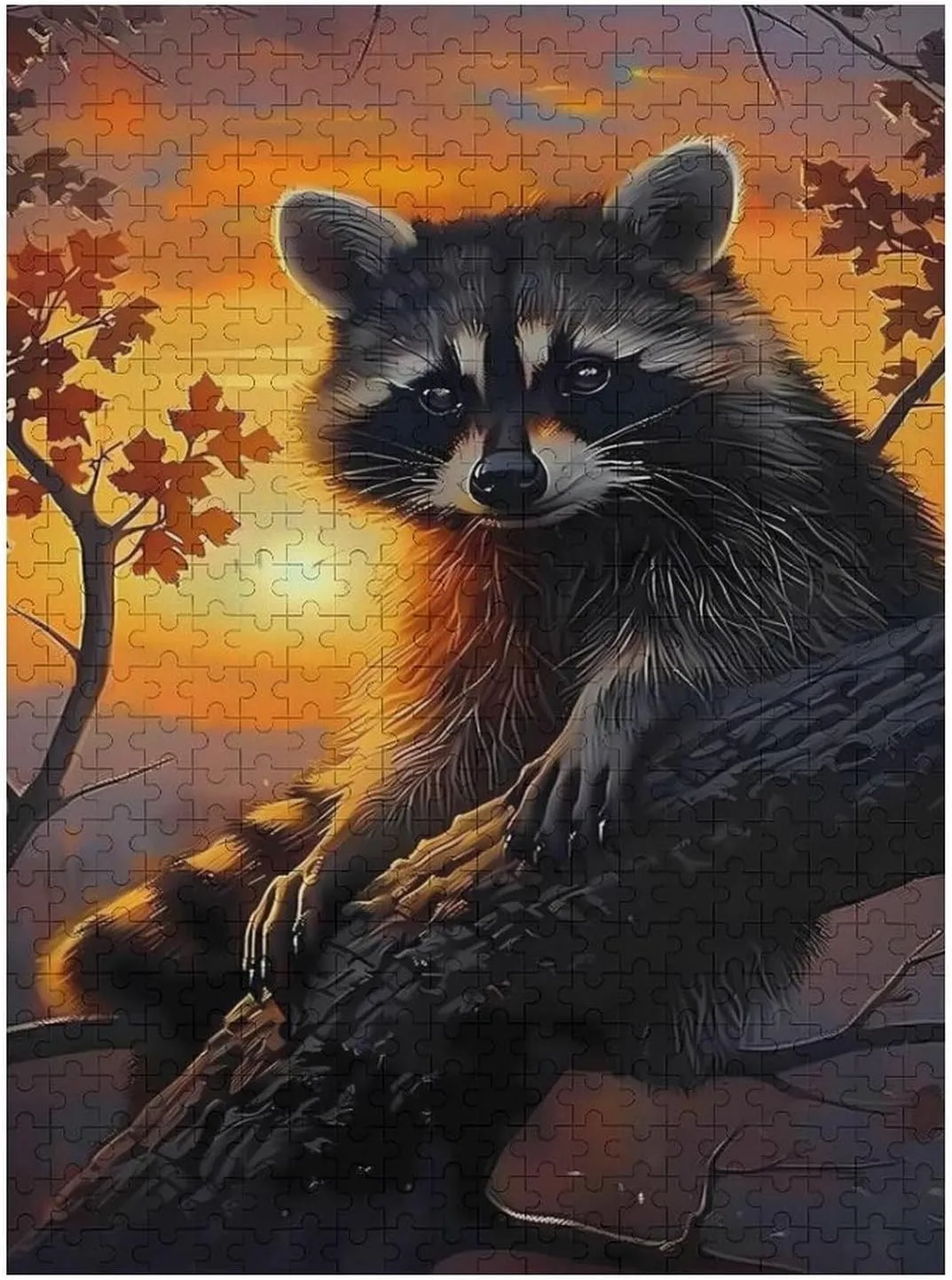 Puzzles for Adults 500 Pieces - Raccoon in The Sunset Raccoon Best Challenging Puzzles for Cognitive Workout - Safe Eco-Friendly - Most Popular Leisure Activities