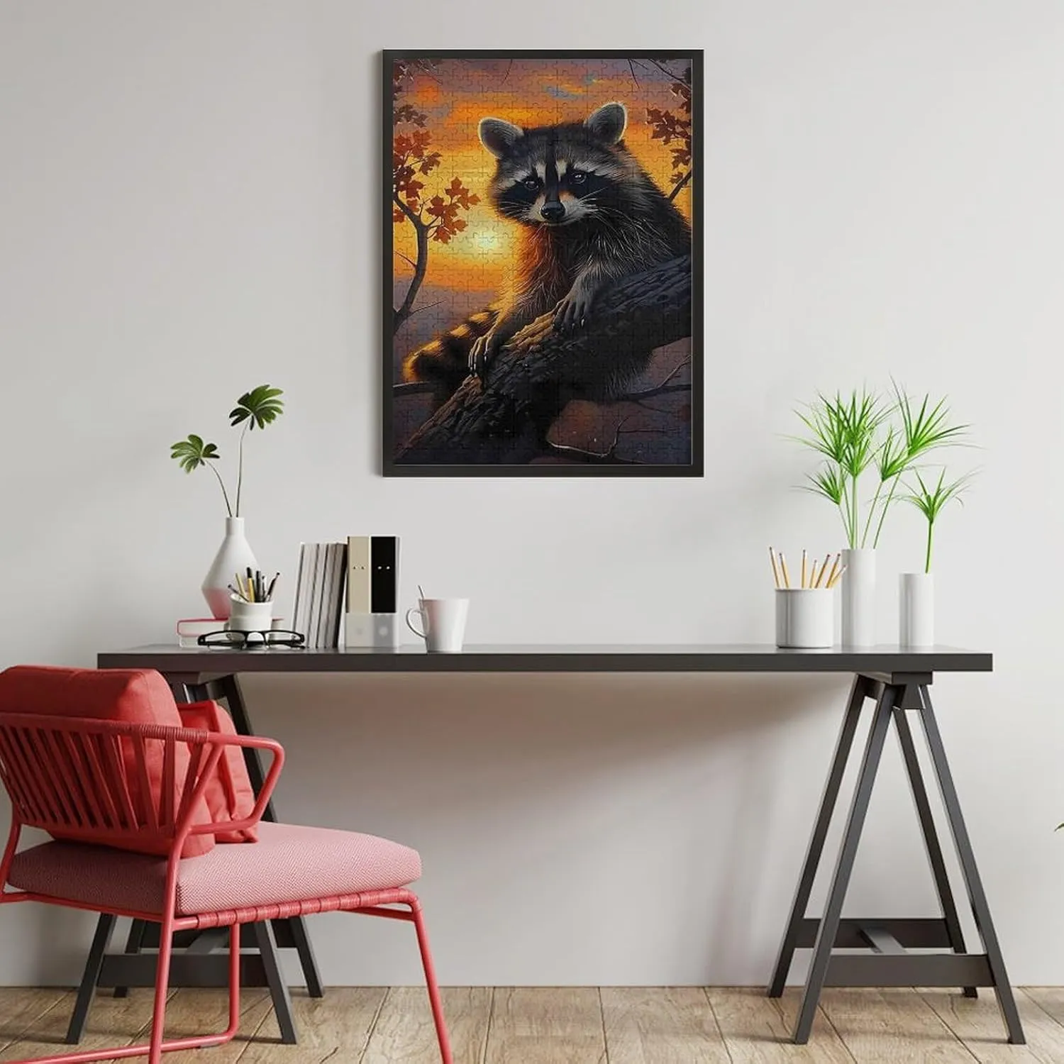 Puzzles for Adults 500 Pieces - Raccoon in The Sunset Raccoon Best Challenging Puzzles for Cognitive Workout - Safe Eco-Friendly - Most Popular Leisure Activities