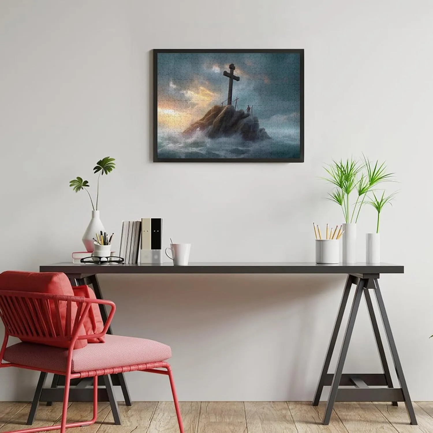 Puzzles for Adults 500 Pieces - Religious Christian A Cross Stands on an Island Christian Puzzle Inspirational Puzzles for Family Activities Games Gifts, Religious Gifts