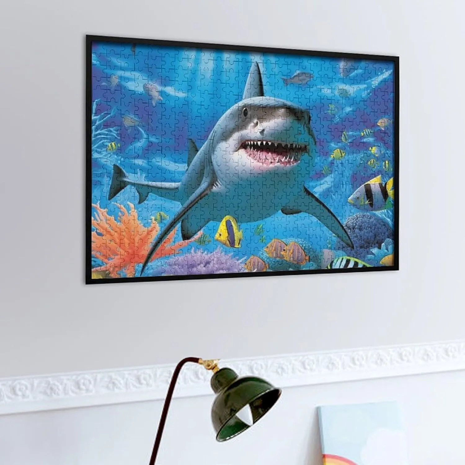 Puzzles for Adults 500 Pieces - Shark Fish Ocean Perfect Interlocking Clear Printing - Adults Educational Puzzle Ideal Gift - Display as Artwork Idea!