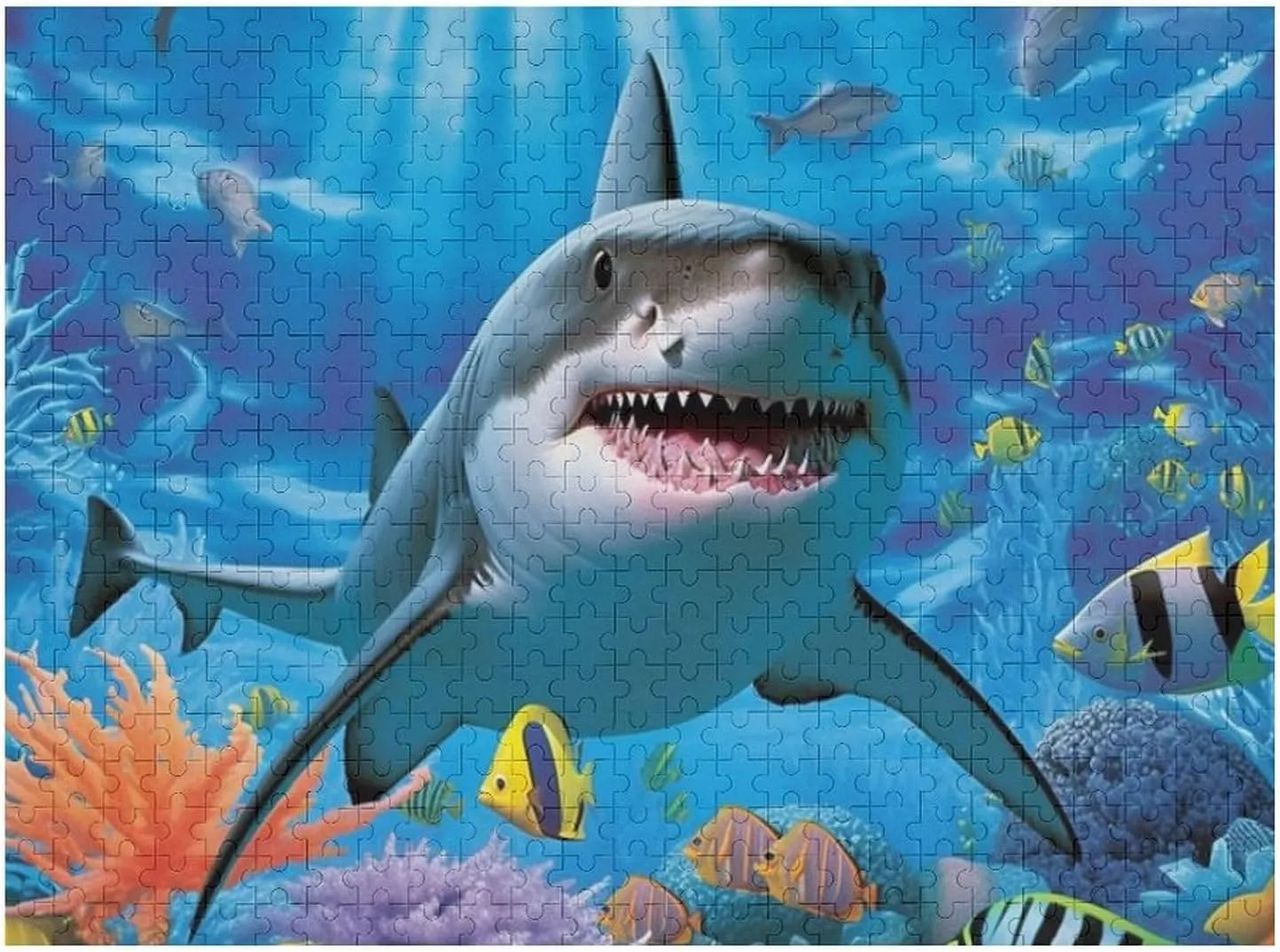 Puzzles for Adults 500 Pieces - Shark Fish Ocean Perfect Interlocking Clear Printing - Adults Educational Puzzle Ideal Gift - Display as Artwork Idea!