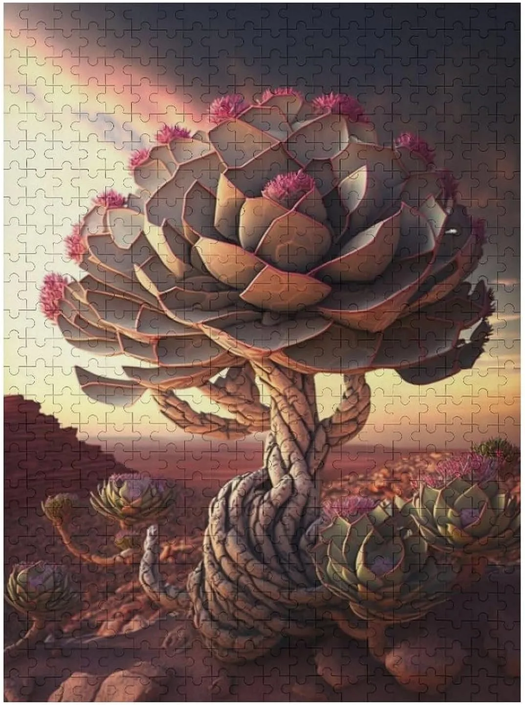 Puzzles for Adults 500 Pieces - Sunset Desert Rose Juicys Funny Challenging Abstract Art Puzzle Brain Teaser Activity